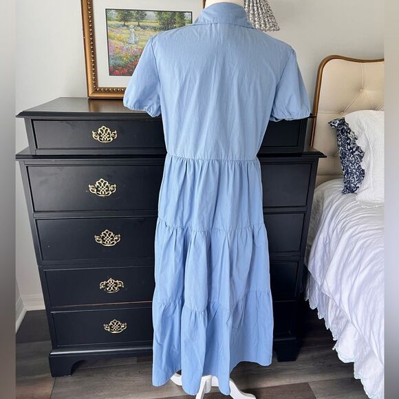 18 Centimeters Blue Button-Up Midi Dress size L - Picture 3 of 5